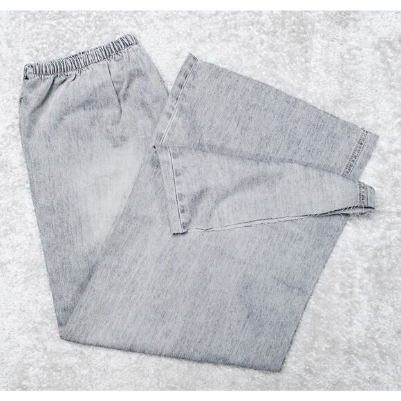 H&M Gray Wash Wide Leg Pull On Denim Jeans Pants Ankle Length Womens Size M - Picture 1 of 15